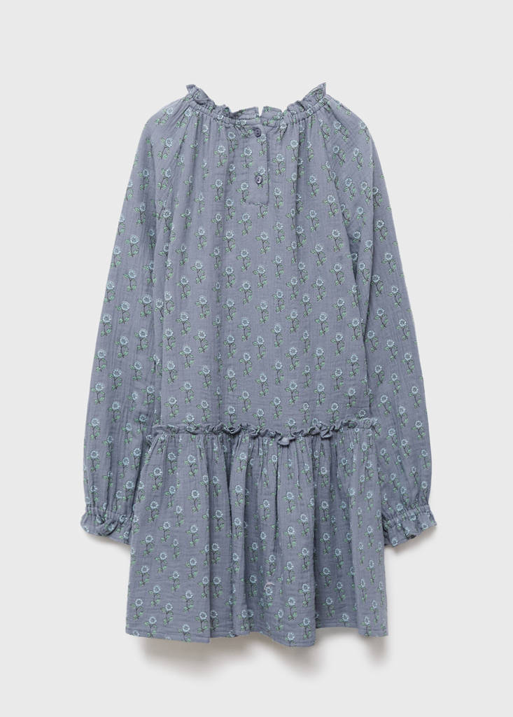 Ruffled floral dress — Sky Blue
