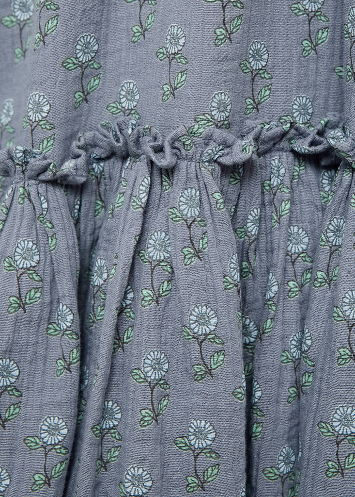 Ruffled floral dress — Sky Blue