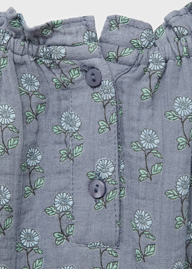 Ruffled floral dress — Sky Blue