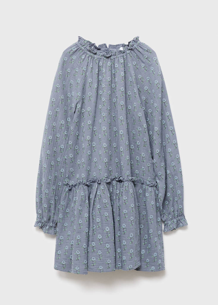 Ruffled floral dress — Sky Blue