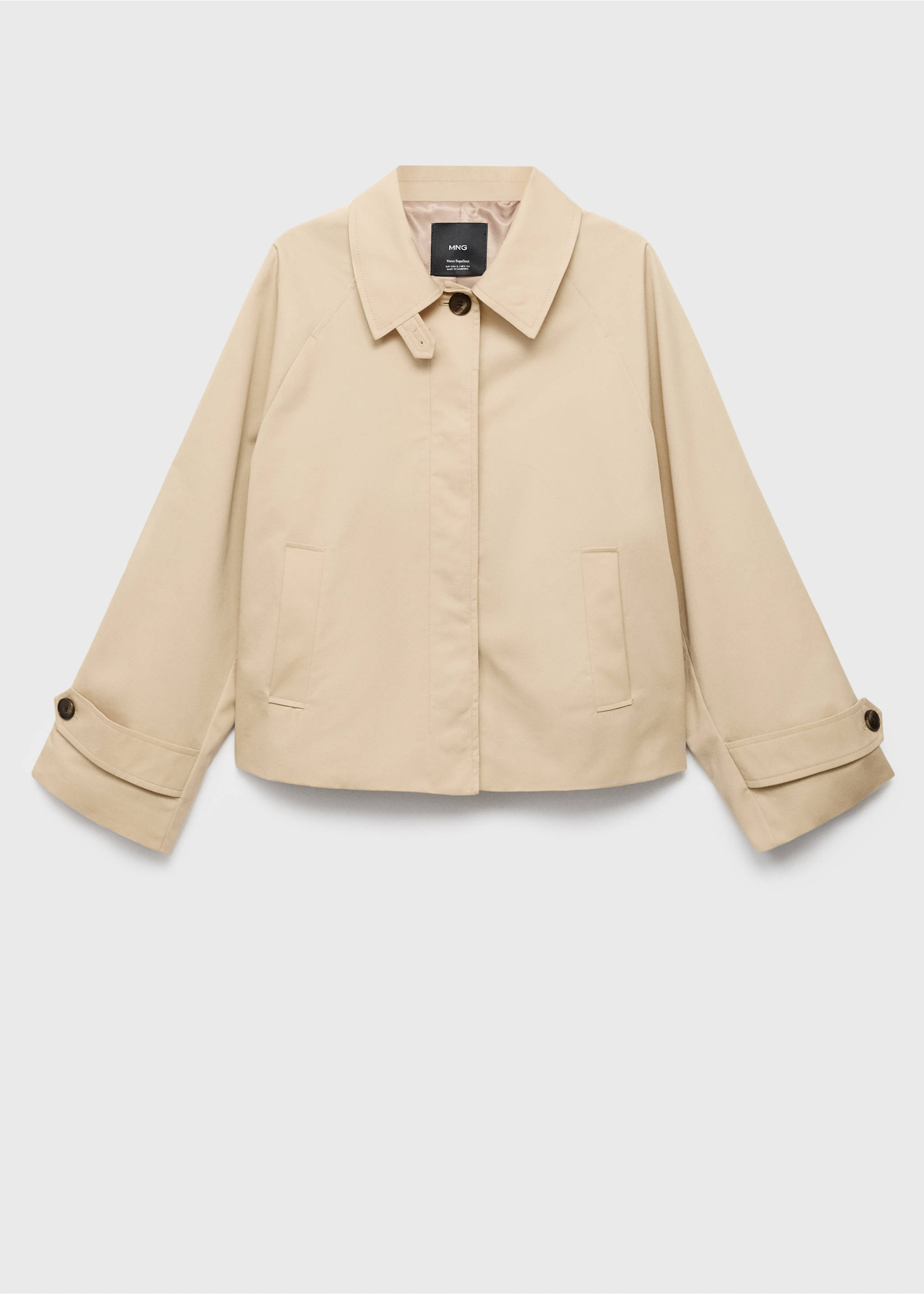Short oversized trench coat with epaulettes - Article without model, Ecru. Ref: 17075152-00.