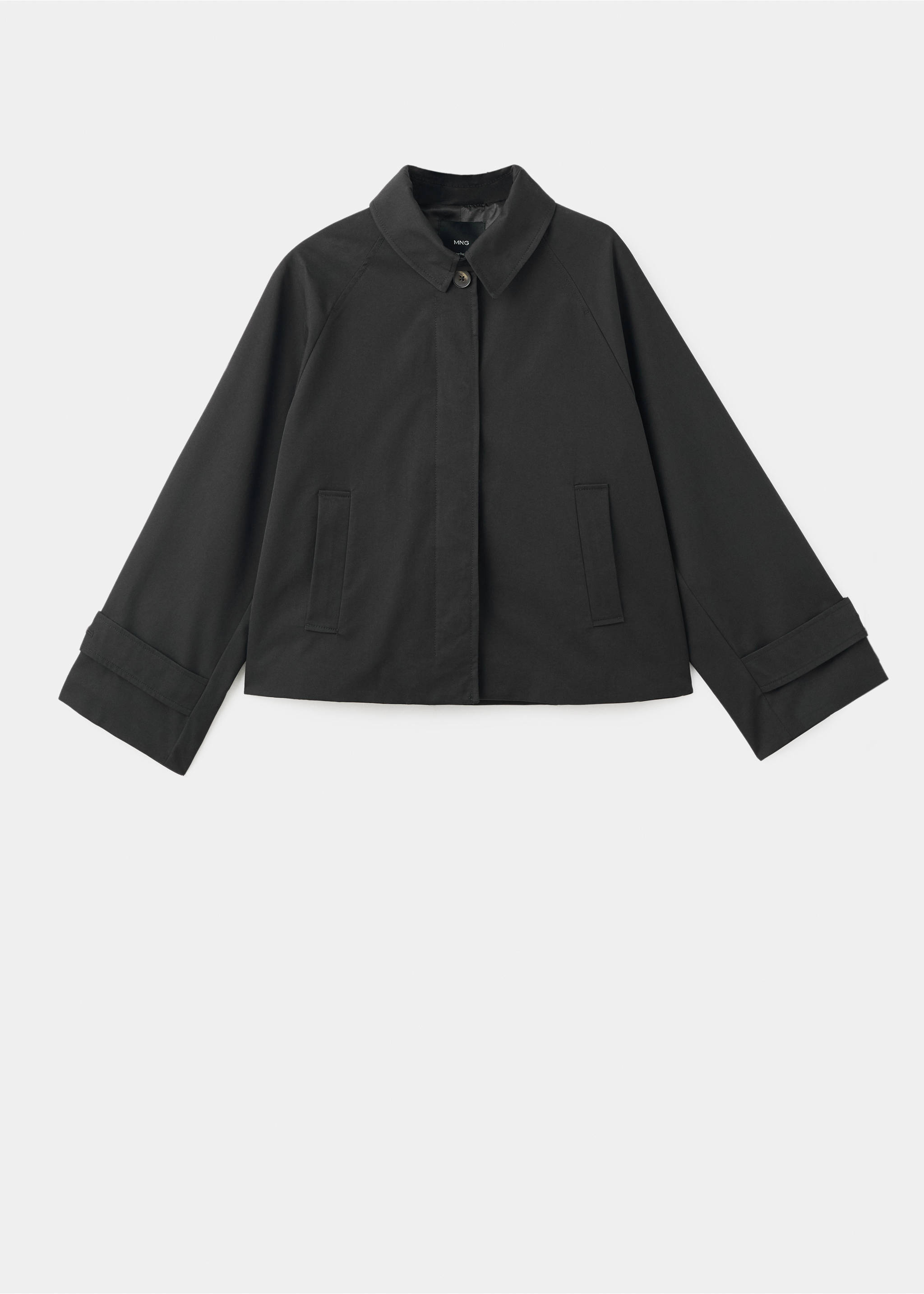 Short oversized trench coat with epaulettes - Article without model, Black. Ref: 17075152-00.