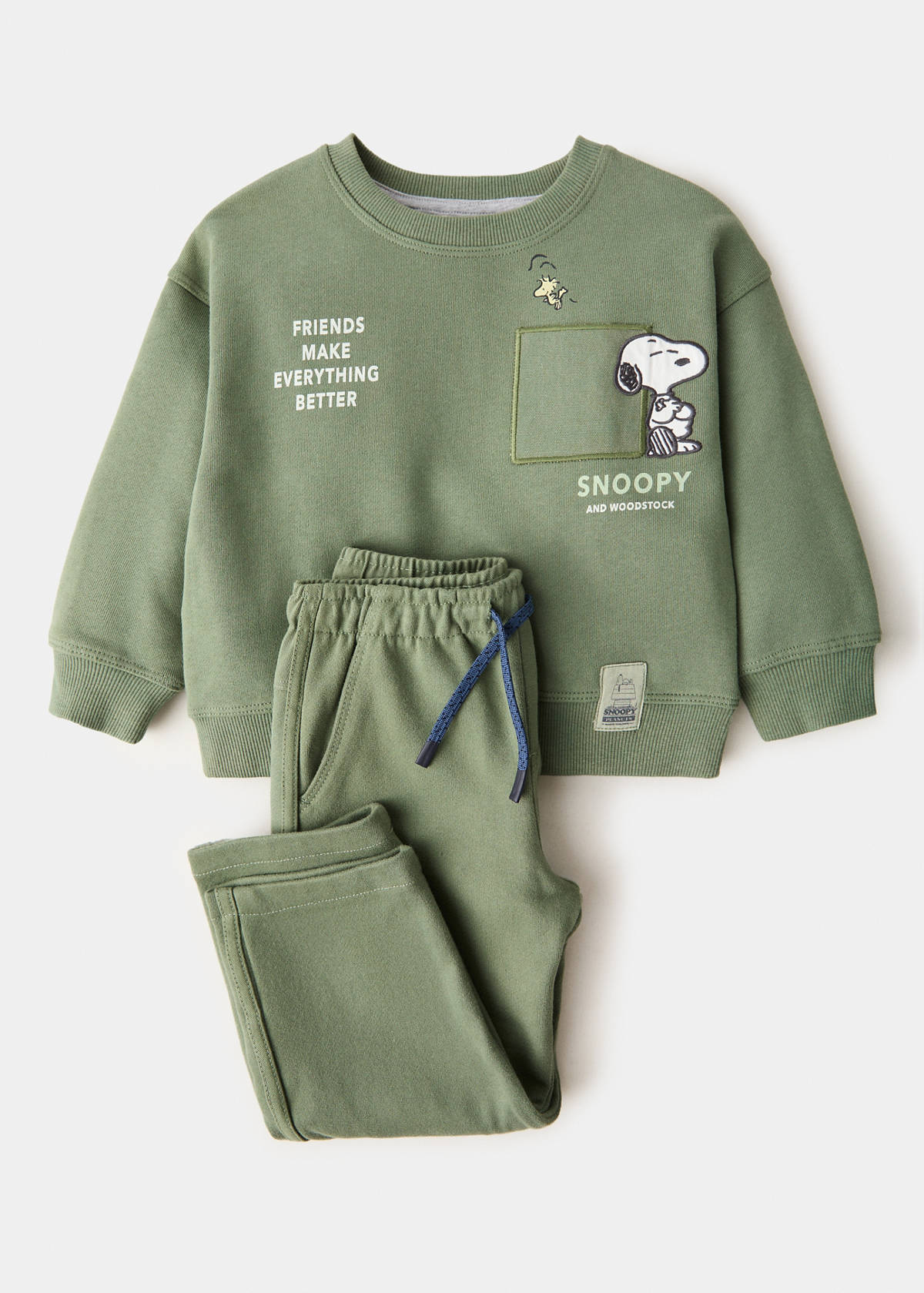 Cotton drawstring joggers — Green
