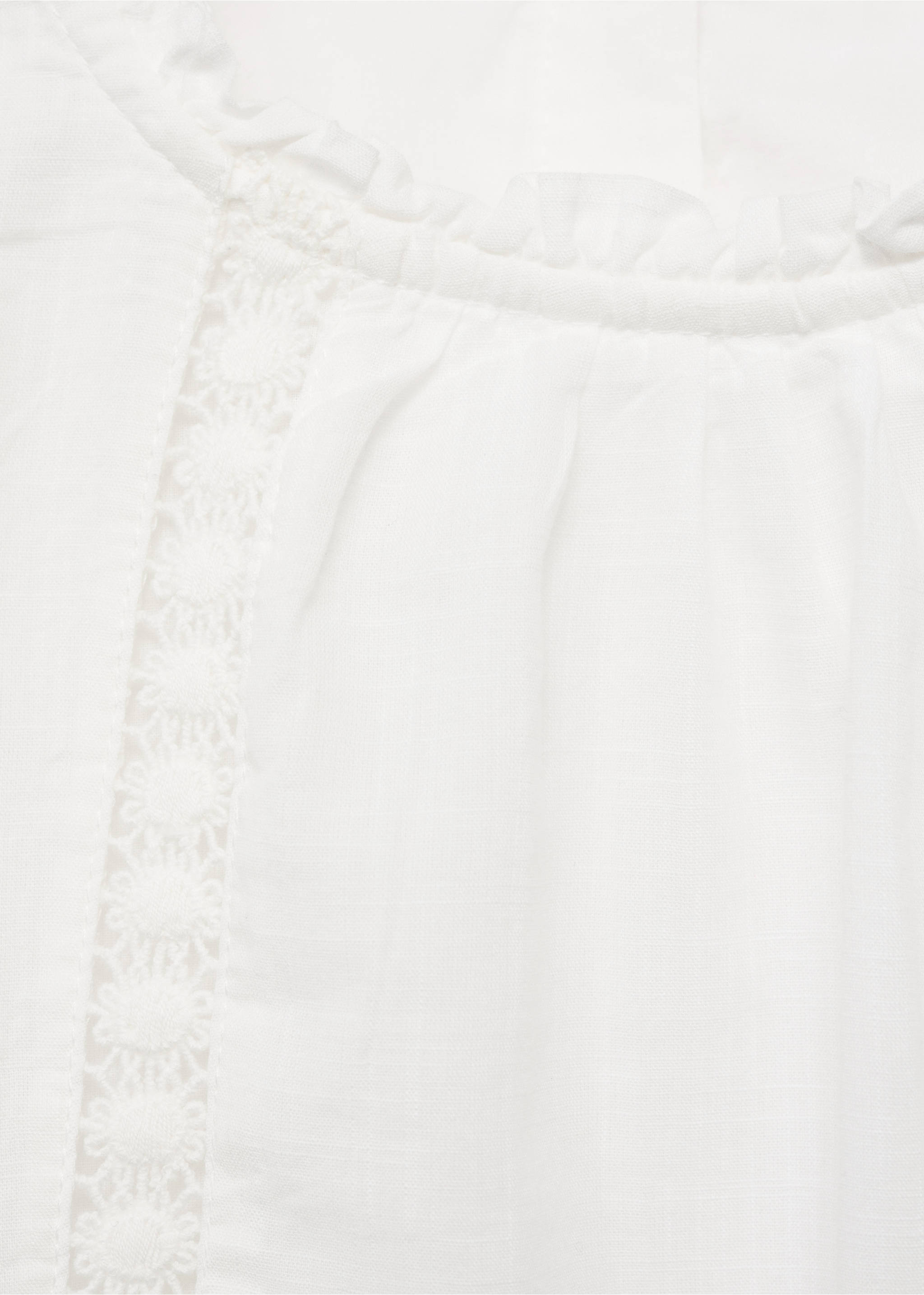 Embroidered cotton blouse - Details of the article 8, White. Ref: 17075154-00.