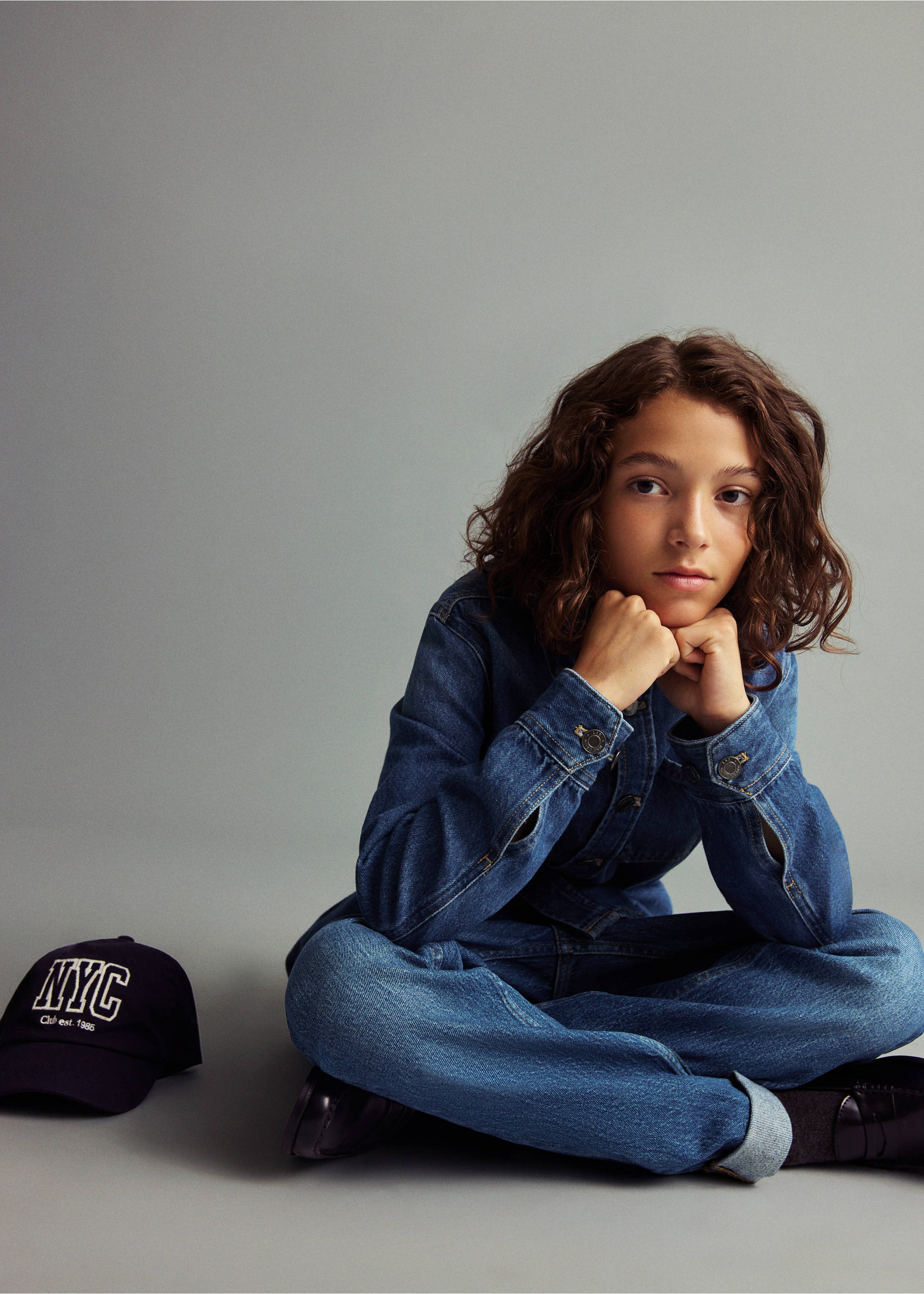 Cotton denim jacket - Medium plane, Dark Blue. Ref: 17075155-00.