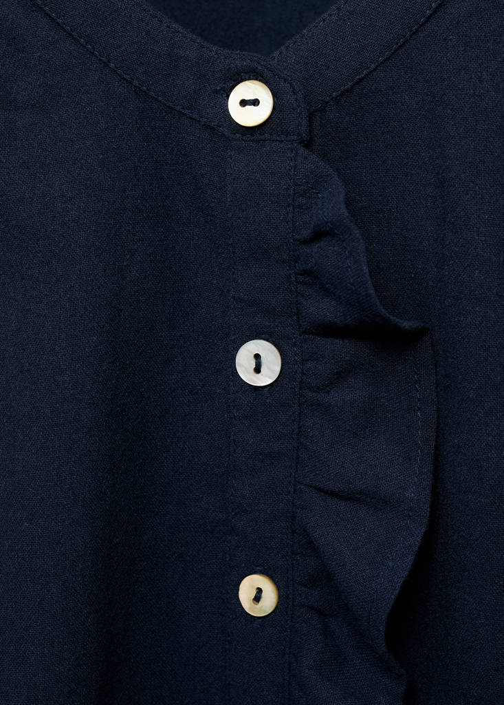 Ruffle cotton blouse — Navy