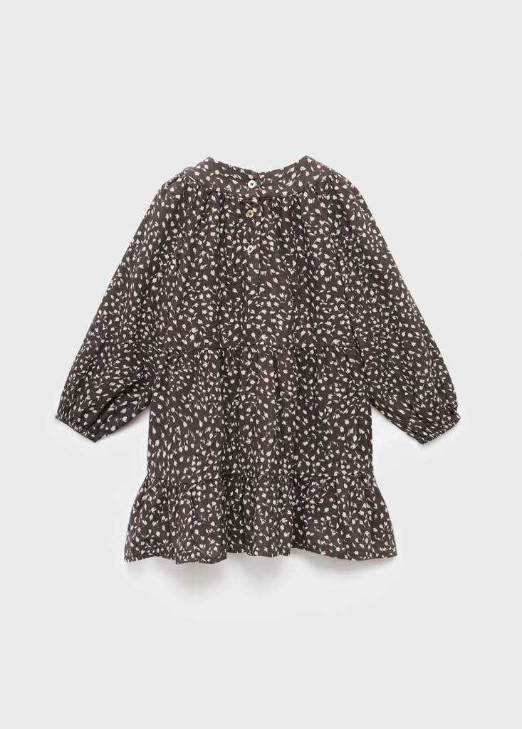 Ruffled floral dress — Chocolate