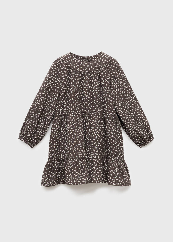 Ruffled floral dress — Chocolate