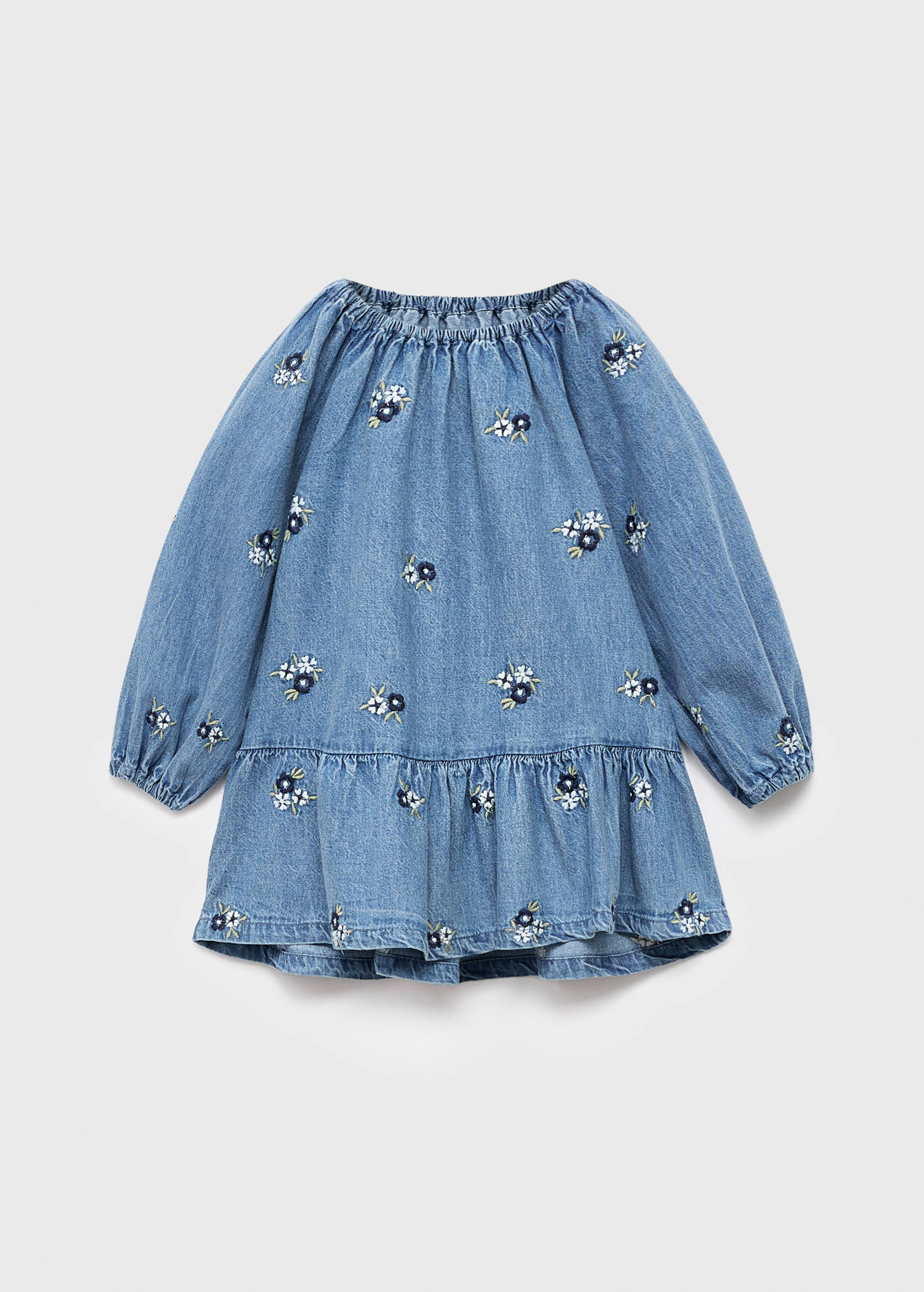 Sukienka dżinsowa z kwiatowym haftem - Artykuł bez modela/modelki