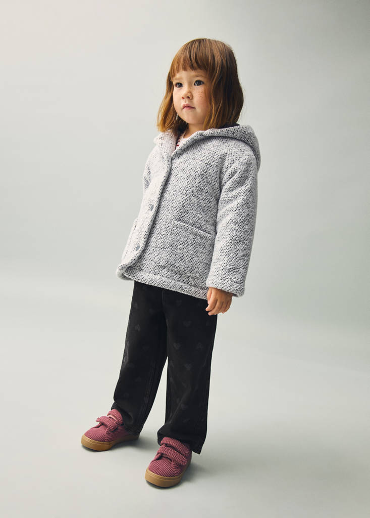 Hooded knitted coat — Light Heather Grey