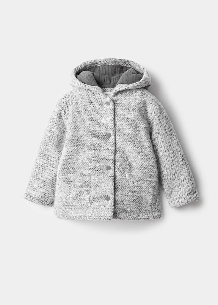 Hooded knitted coat — Light Heather Grey