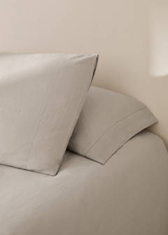 Washed linen pillowcase with hemstitch 50x75 cm — Medium Brown 1