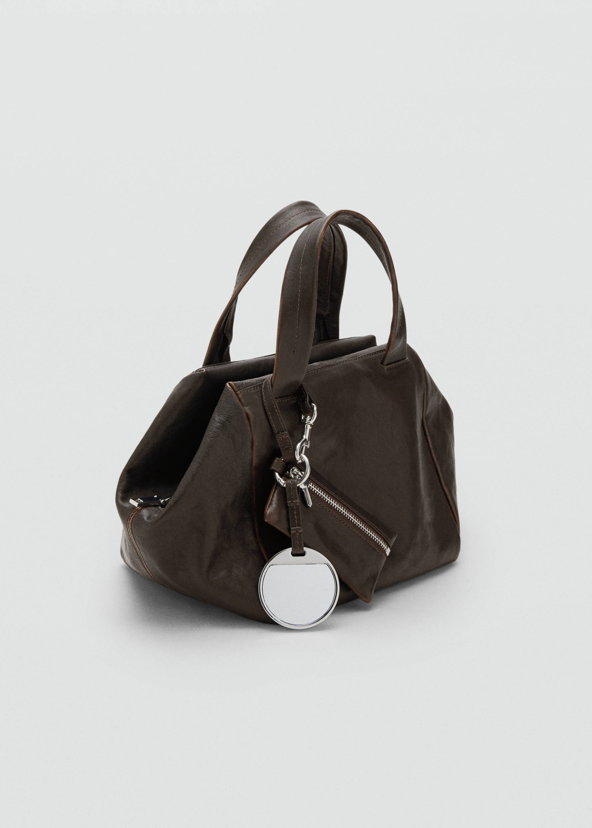 Leather clutch bag with charms - Medium plane