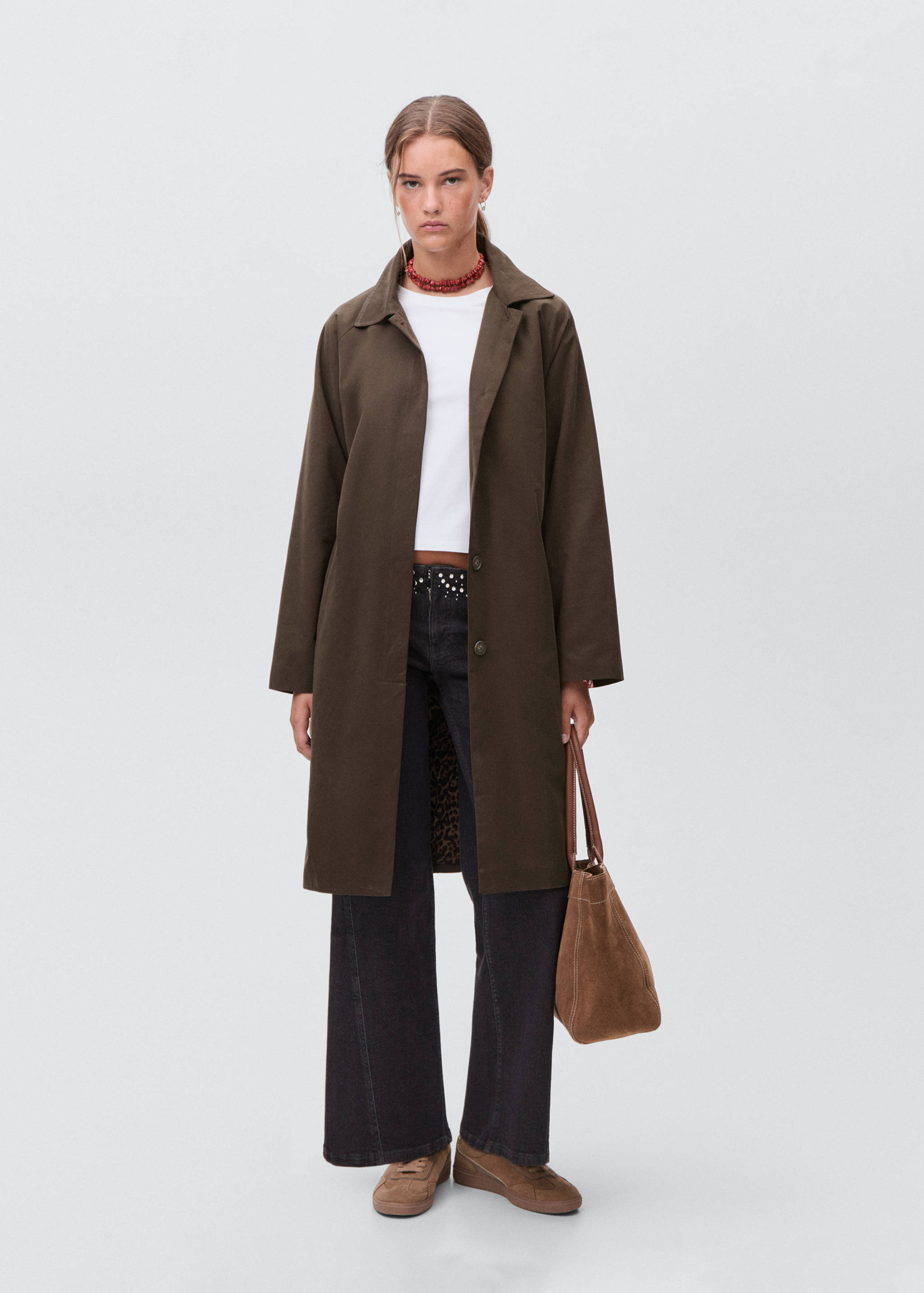 Trench llarg interior estampat - Pla general