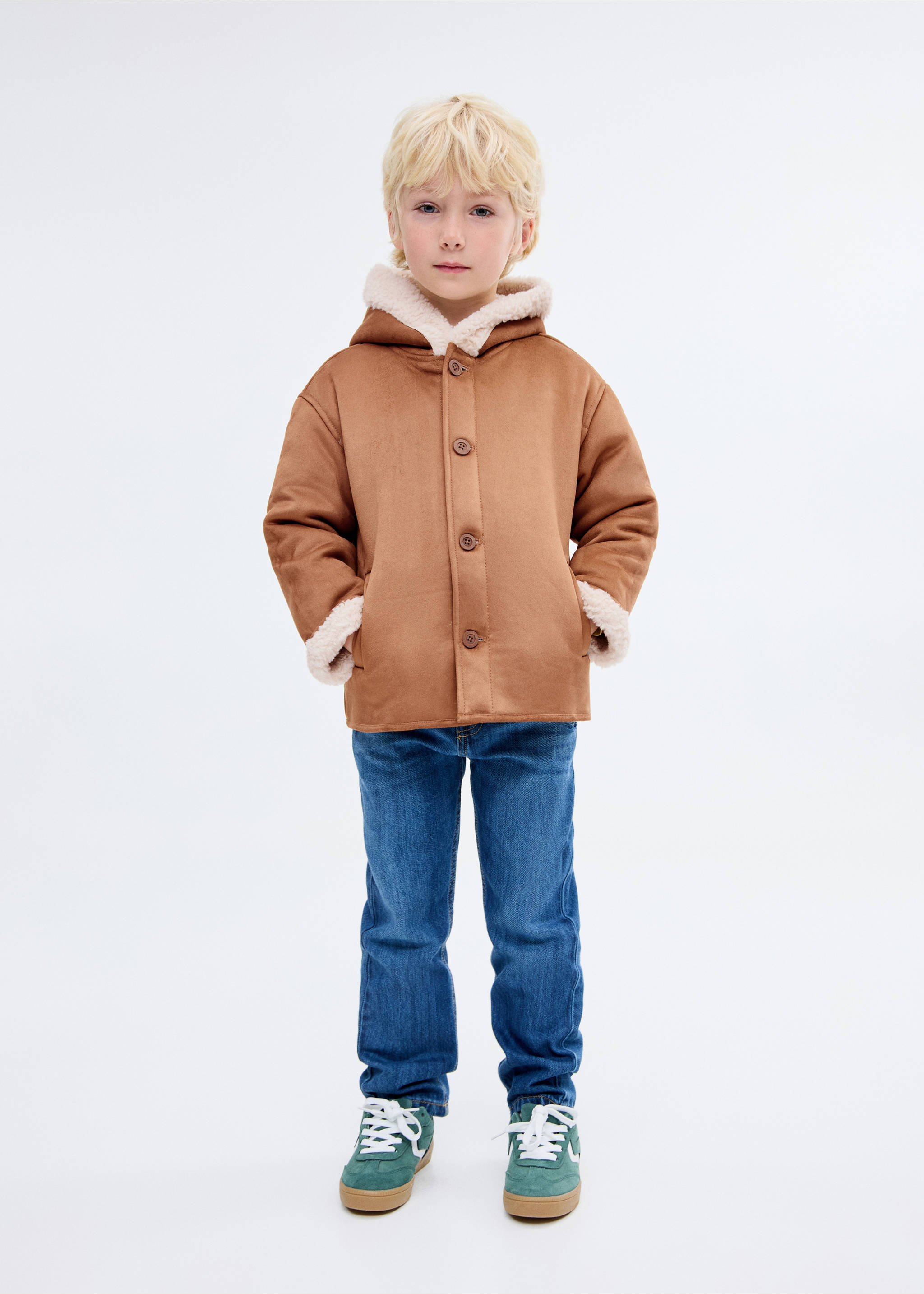 Suede effect sheepskin coat - General plane, Medium Brown. Ref: 17075785-00.