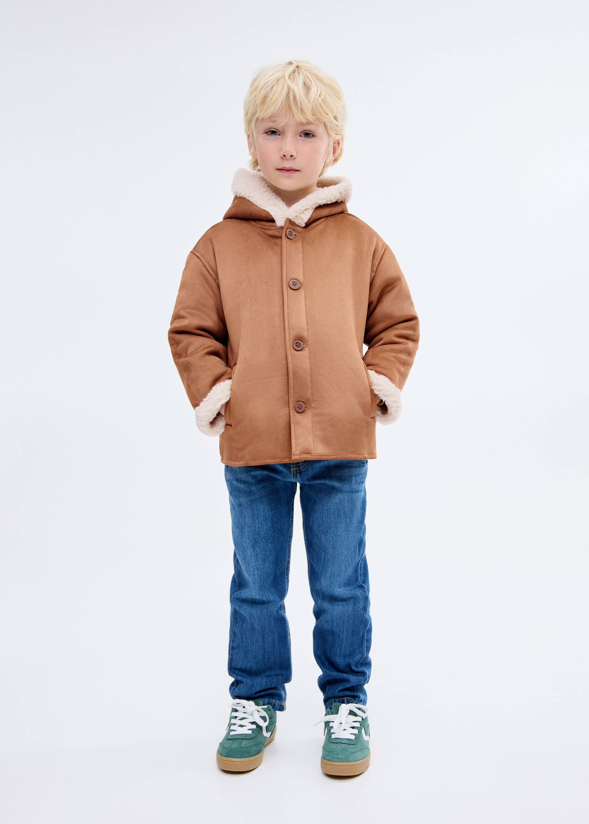 Suede effect sheepskin coat - General plane
