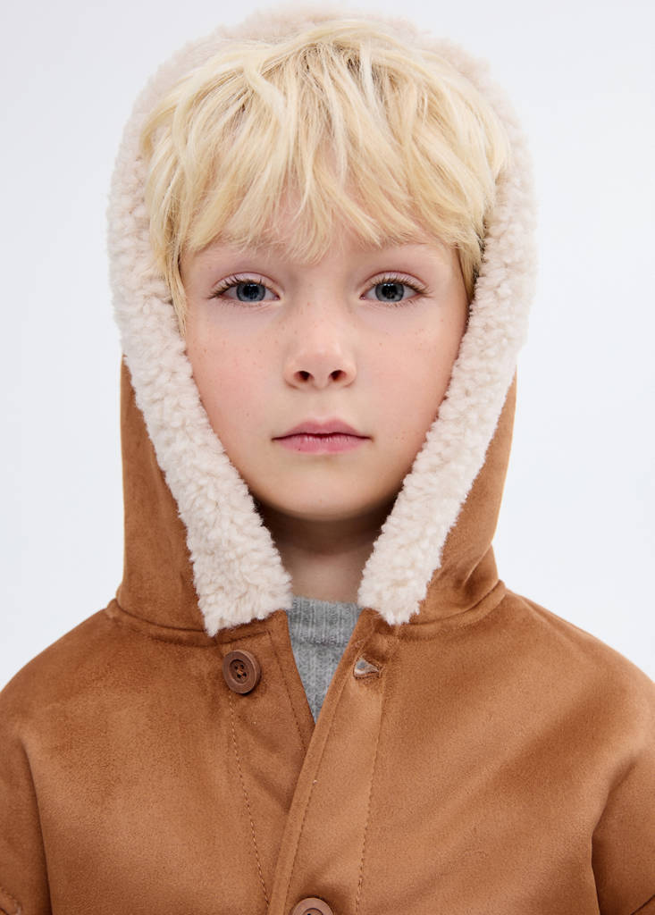 Suede effect sheepskin coat — Medium Brown