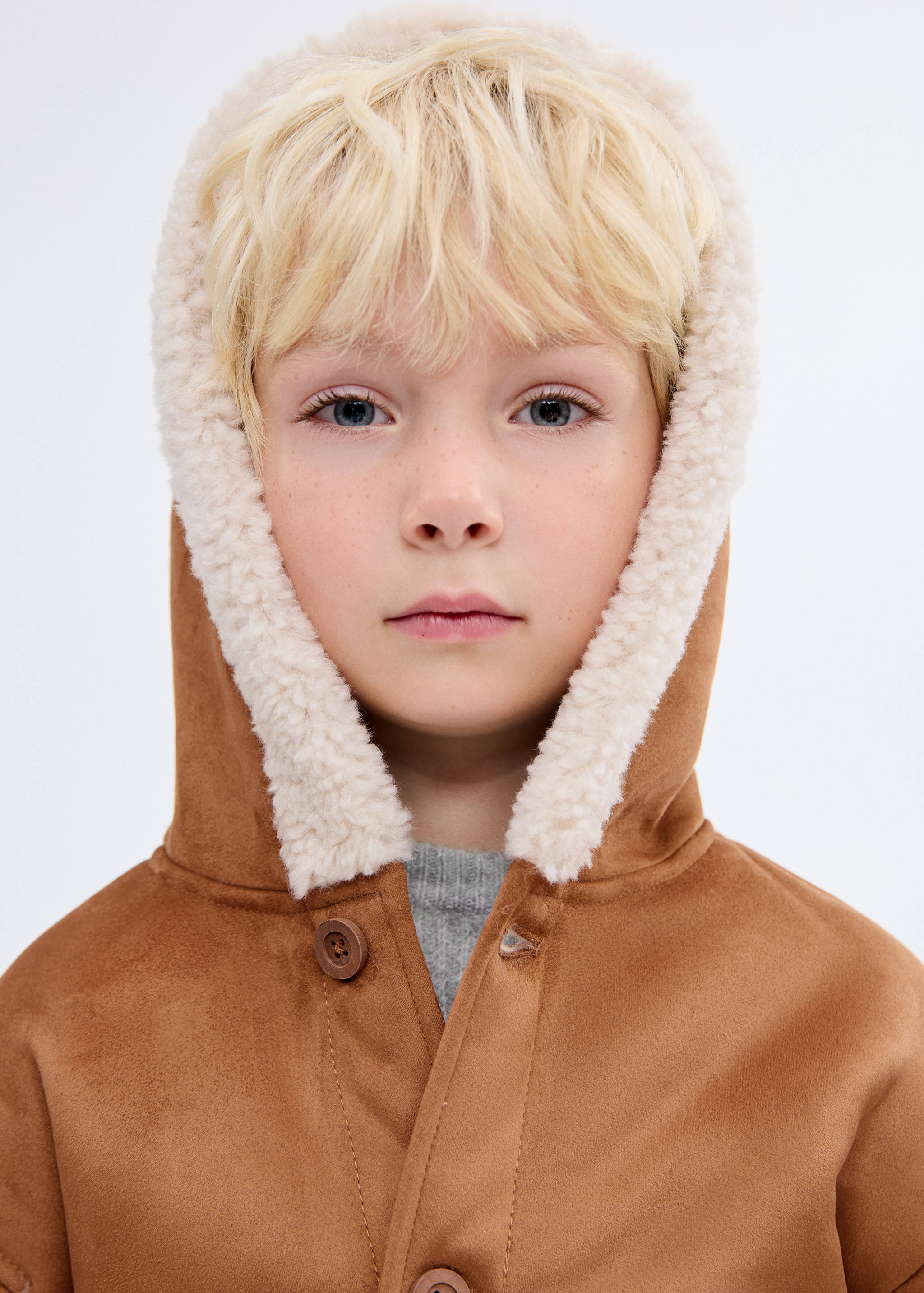 Suede effect sheepskin coat - Details of the article 1