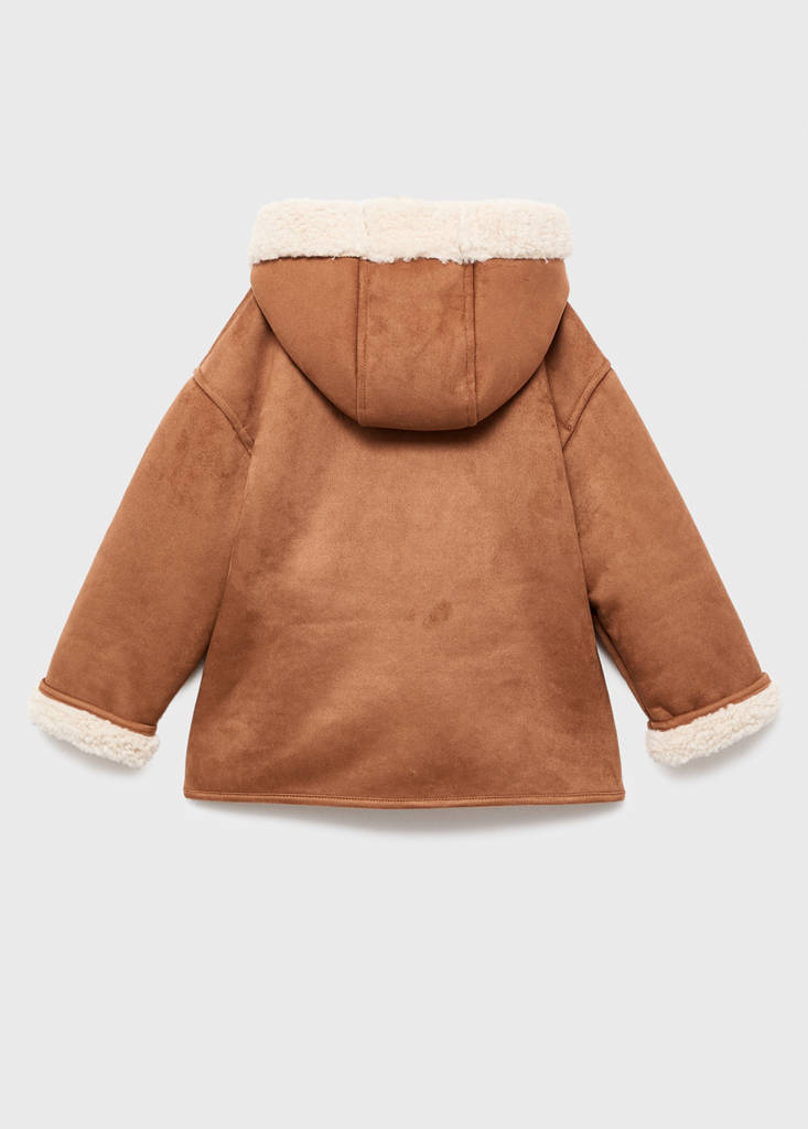 Suede effect sheepskin coat — Medium Brown