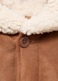 Suede effect sheepskin coat — Medium Brown 4