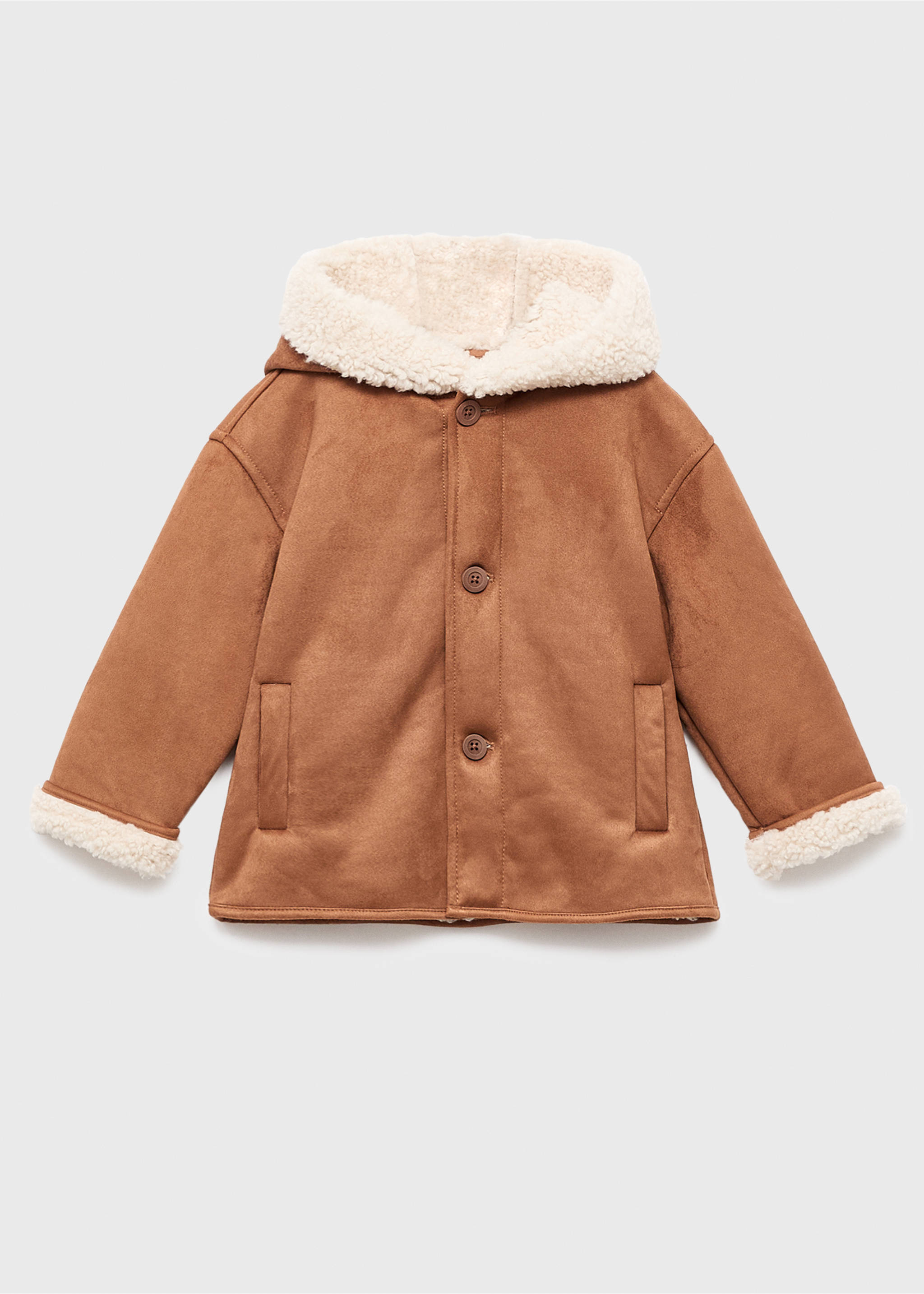 Suede effect sheepskin coat - Article without model, Medium Brown. Ref: 17075785-00.