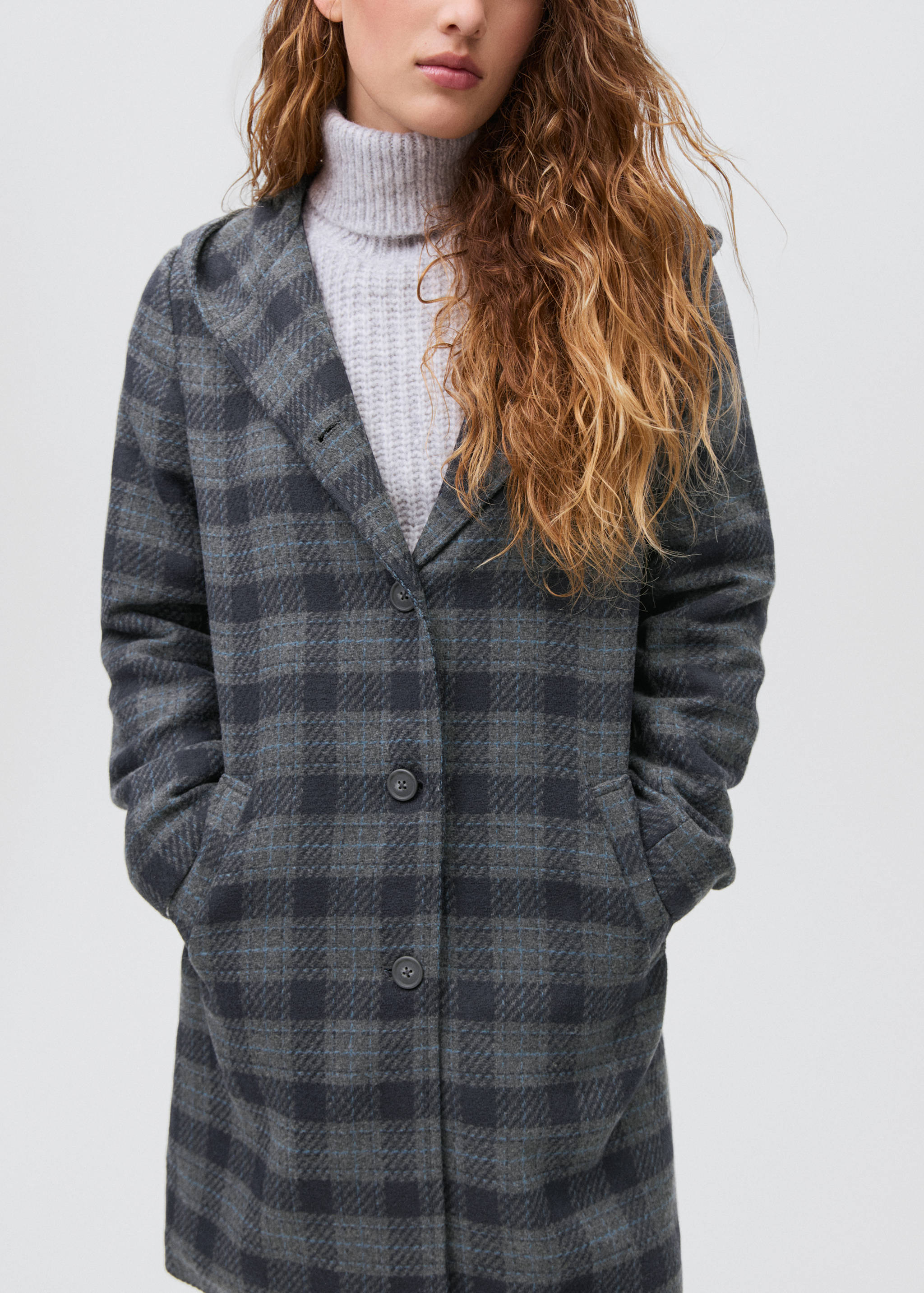 Checked-print cloth coat - Medium plane