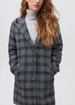 Check-print cloth coat — Navy 2
