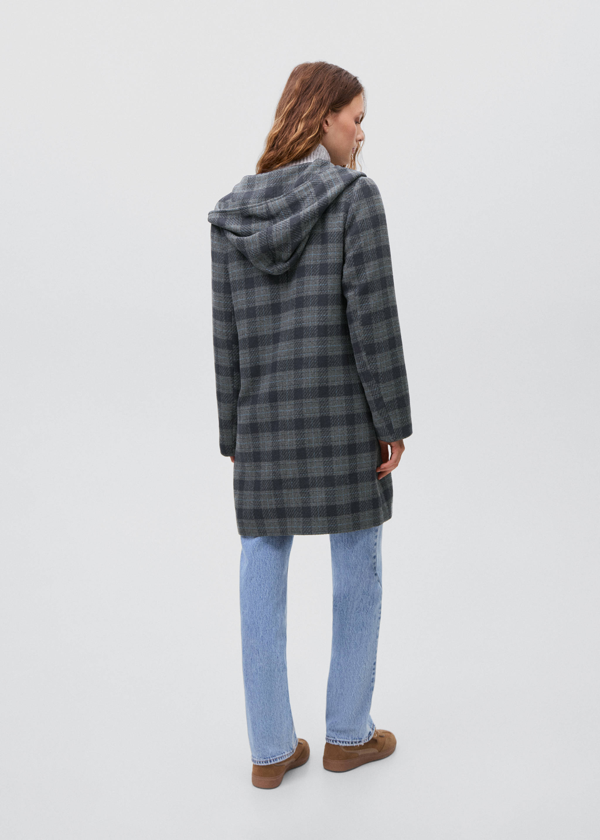 Checked-print cloth coat - Reverse of the article