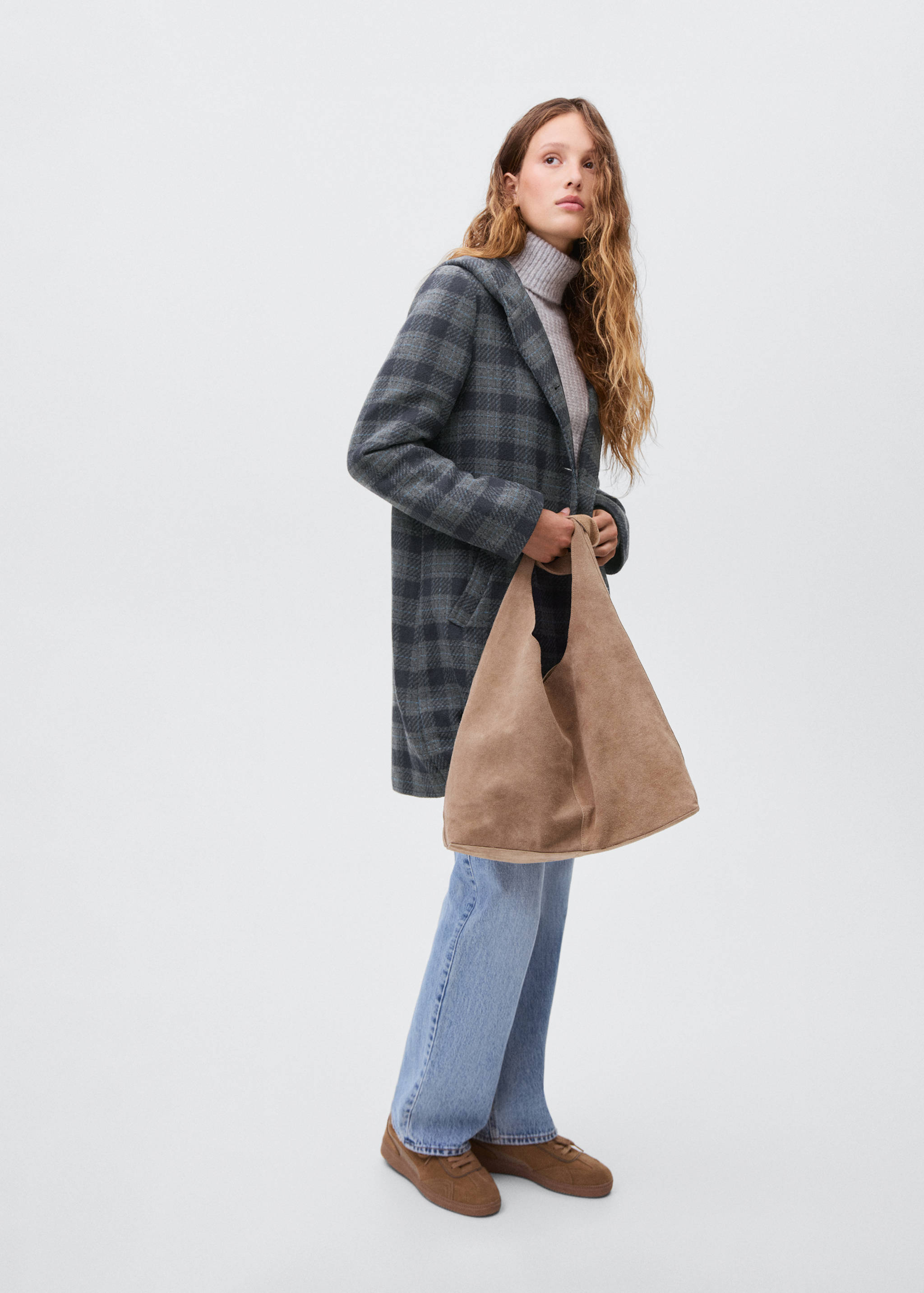 Checked-print cloth coat - Details of the article 2