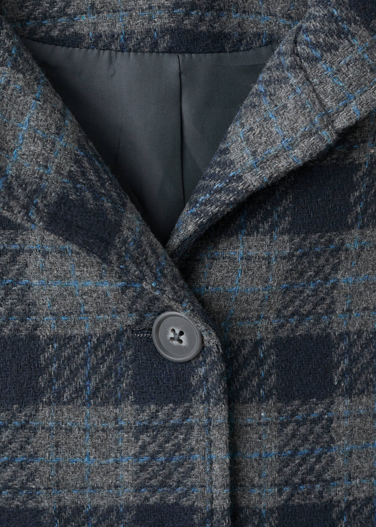 Check-print cloth coat — Navy
