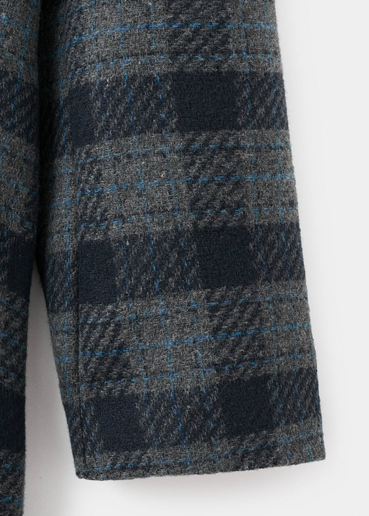 Check-print cloth coat — Navy