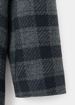 Check-print cloth coat — Navy 10