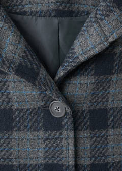 Check-print cloth coat — Navy 13