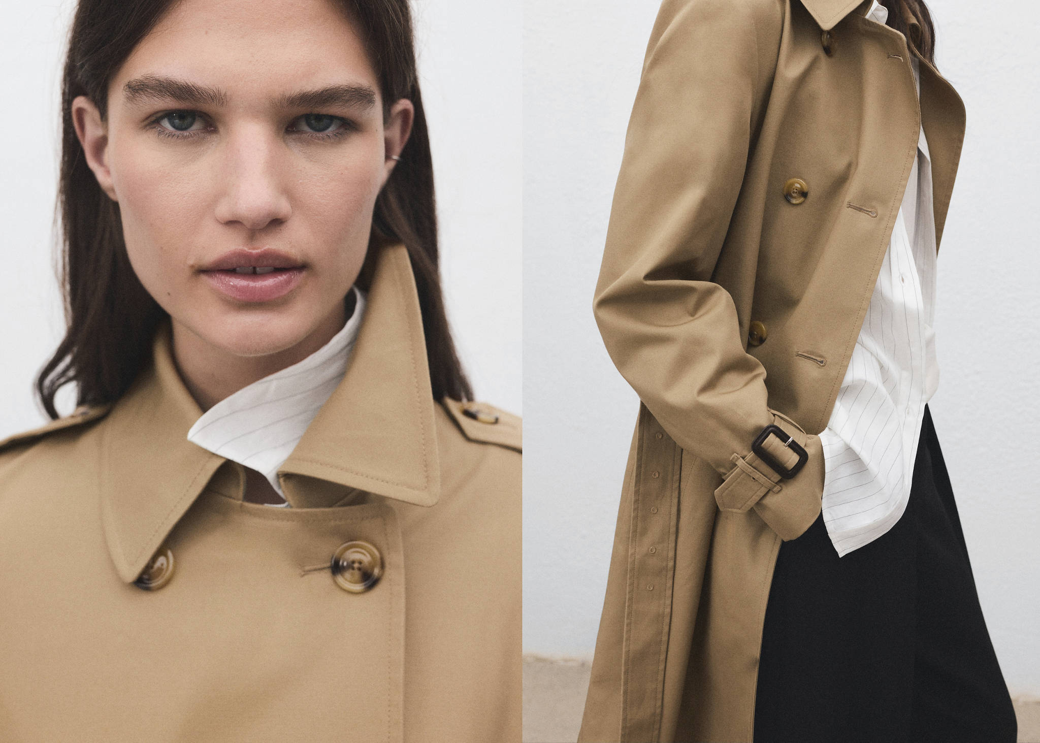 Klassieke trenchcoat met ceintuur - Panoramische tekening