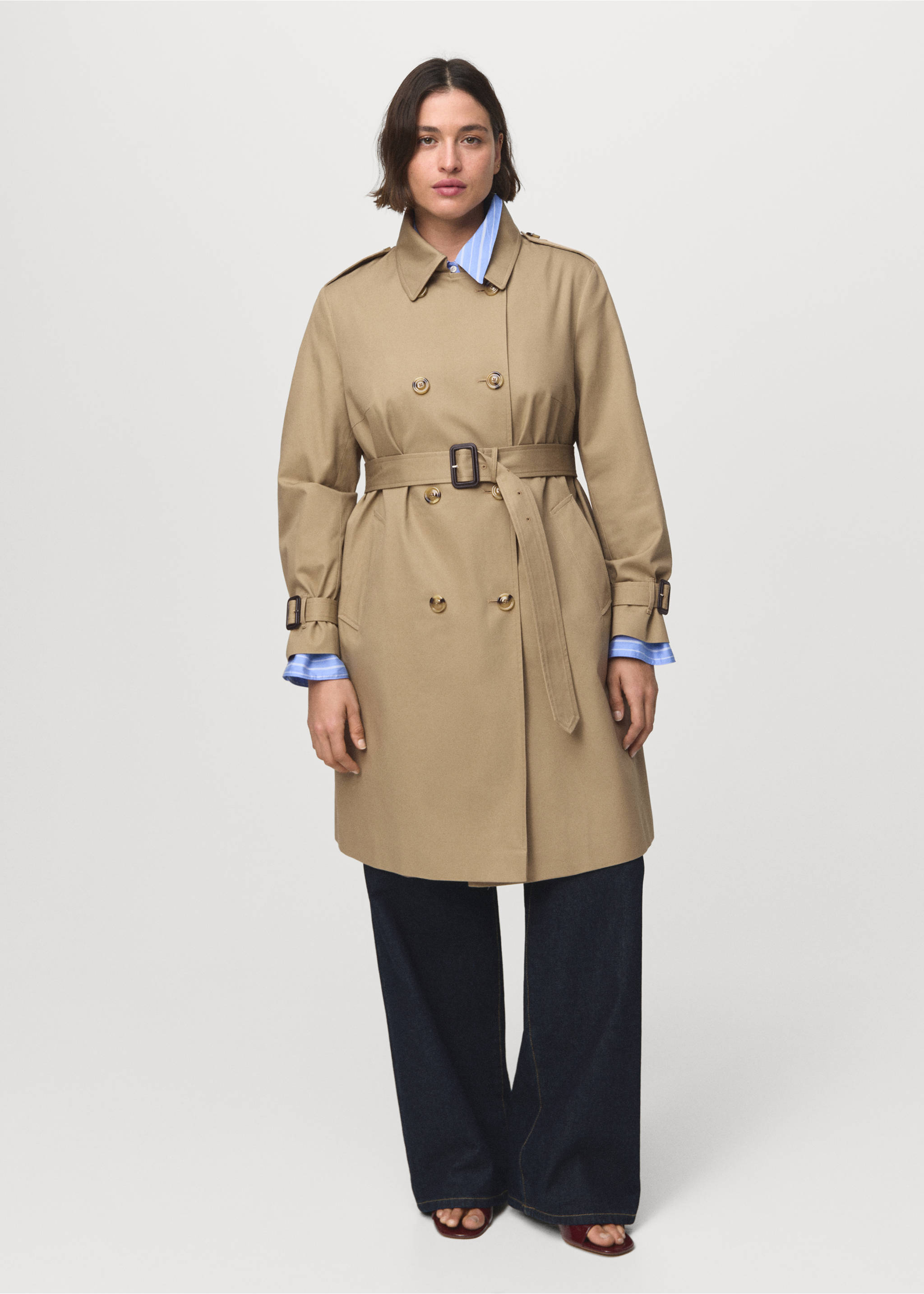 Classic trench coat with belt - Details of the article 3, Beige. Ref: 17075789-00.