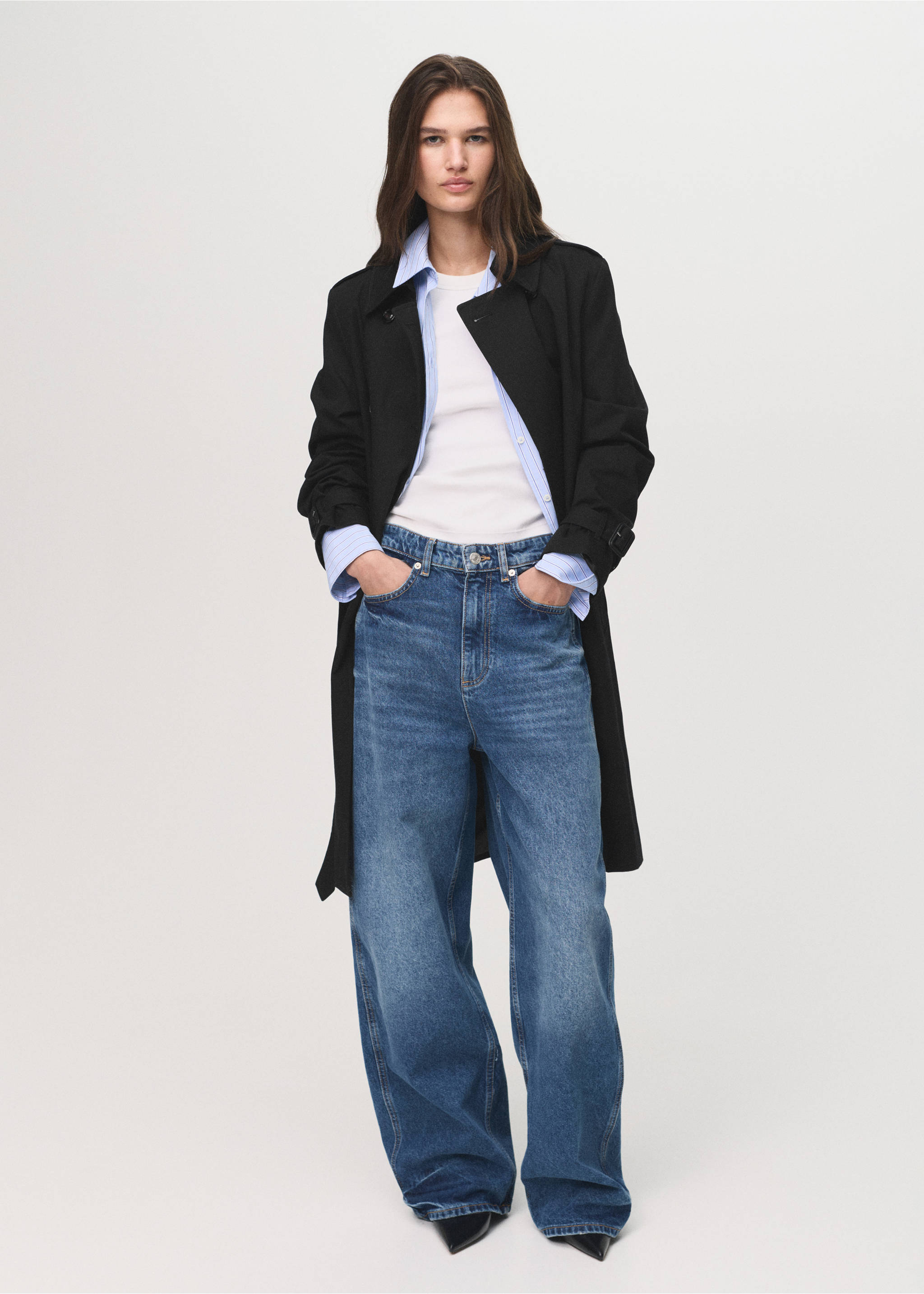 Classic trench coat with belt - General plane, Black. Ref: 17075789-00.