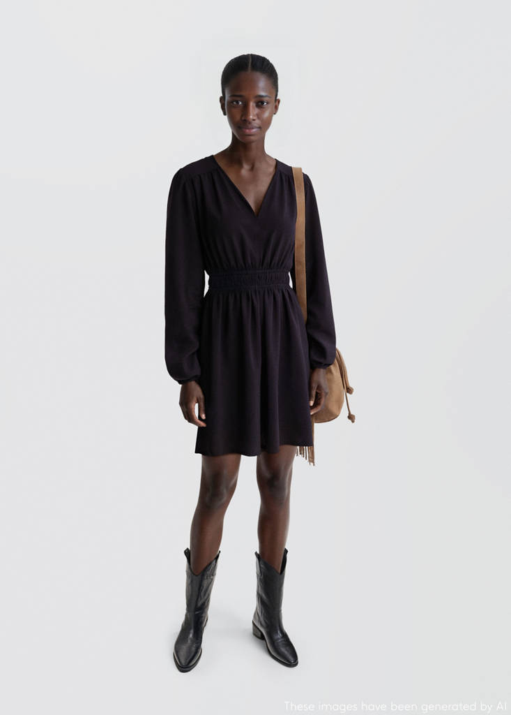 MANGO TEEN - Robe taille froncée bleu marine - XXS - Fille Teen