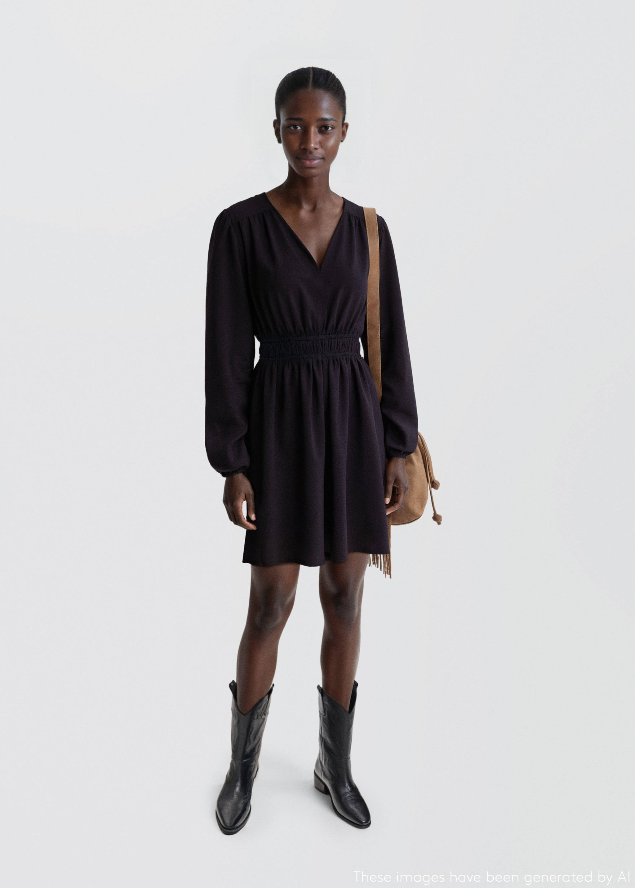 Vestido cintura fruncida - Plano general