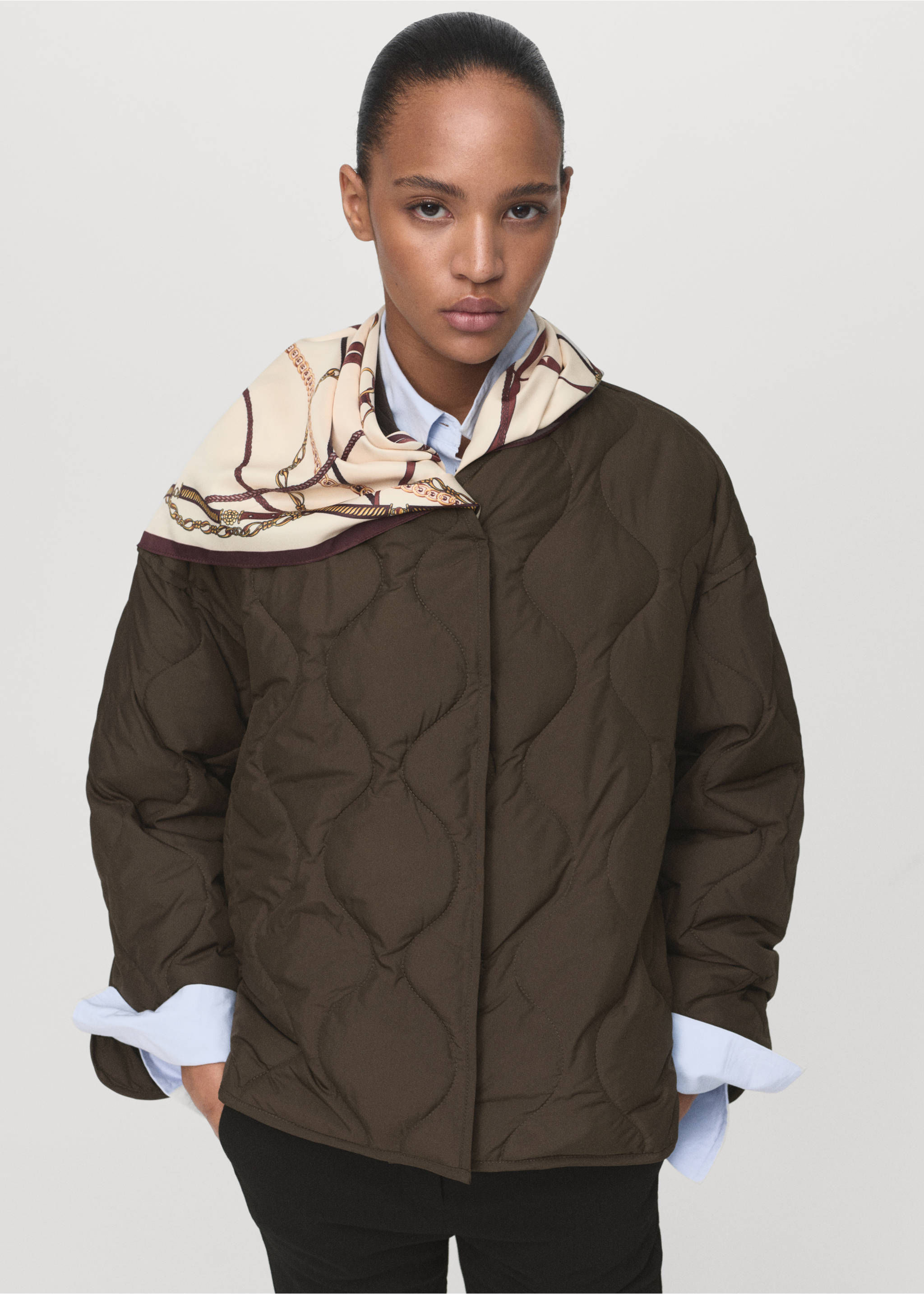 Oversized quilted anorak - Medium plane, Brown. Ref: 17075795-00.
