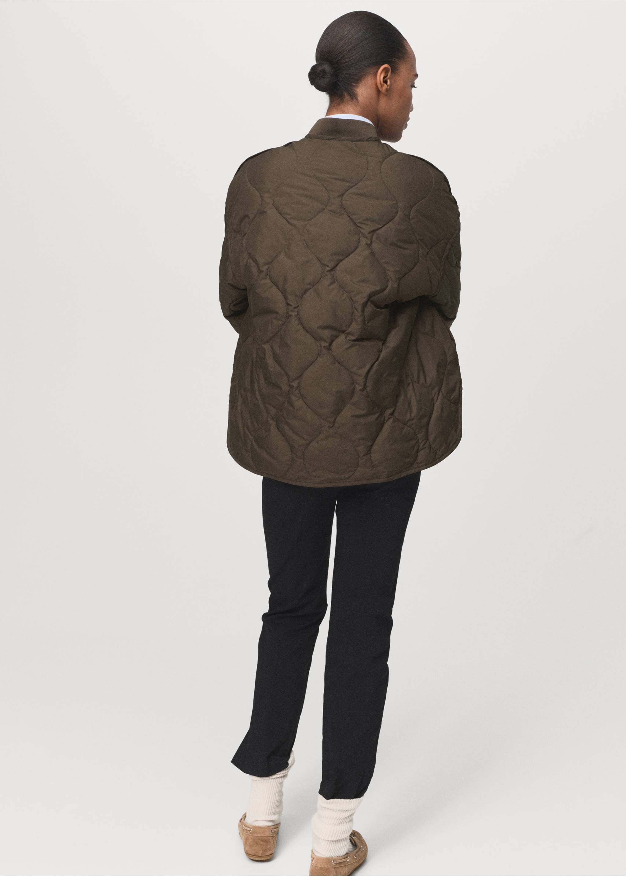 Oversized quilted anorak - Reverse of the article, Brown. Ref: 17075795-00.