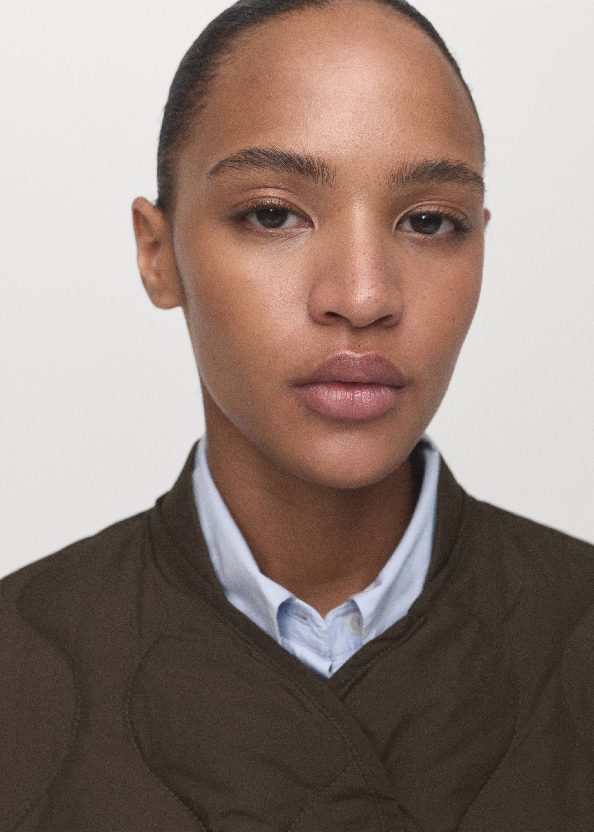 Oversized quilted anorak - Details of the article 1, Brown. Ref: 17075795-00.