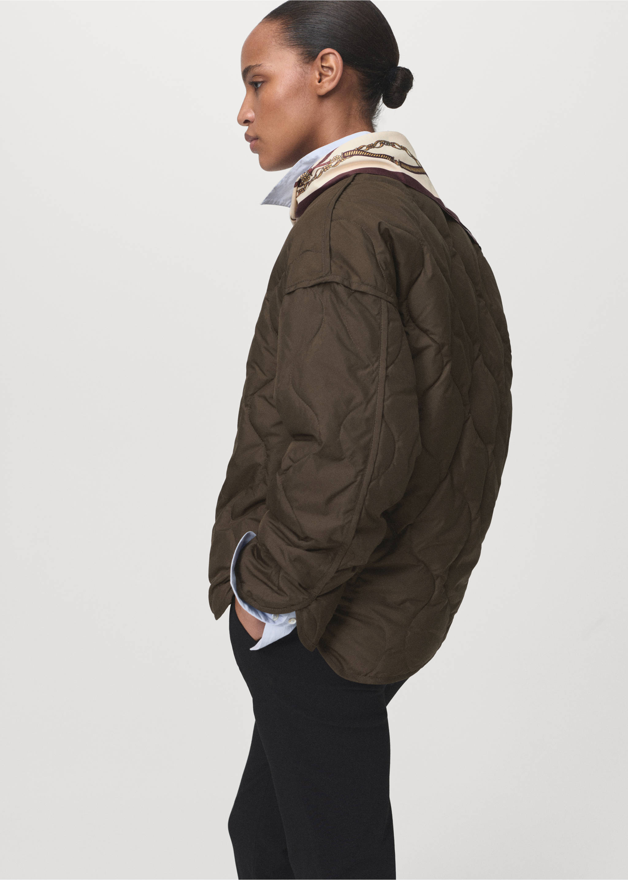 Oversized quilted anorak - Details of the article 3, Brown. Ref: 17075795-00.
