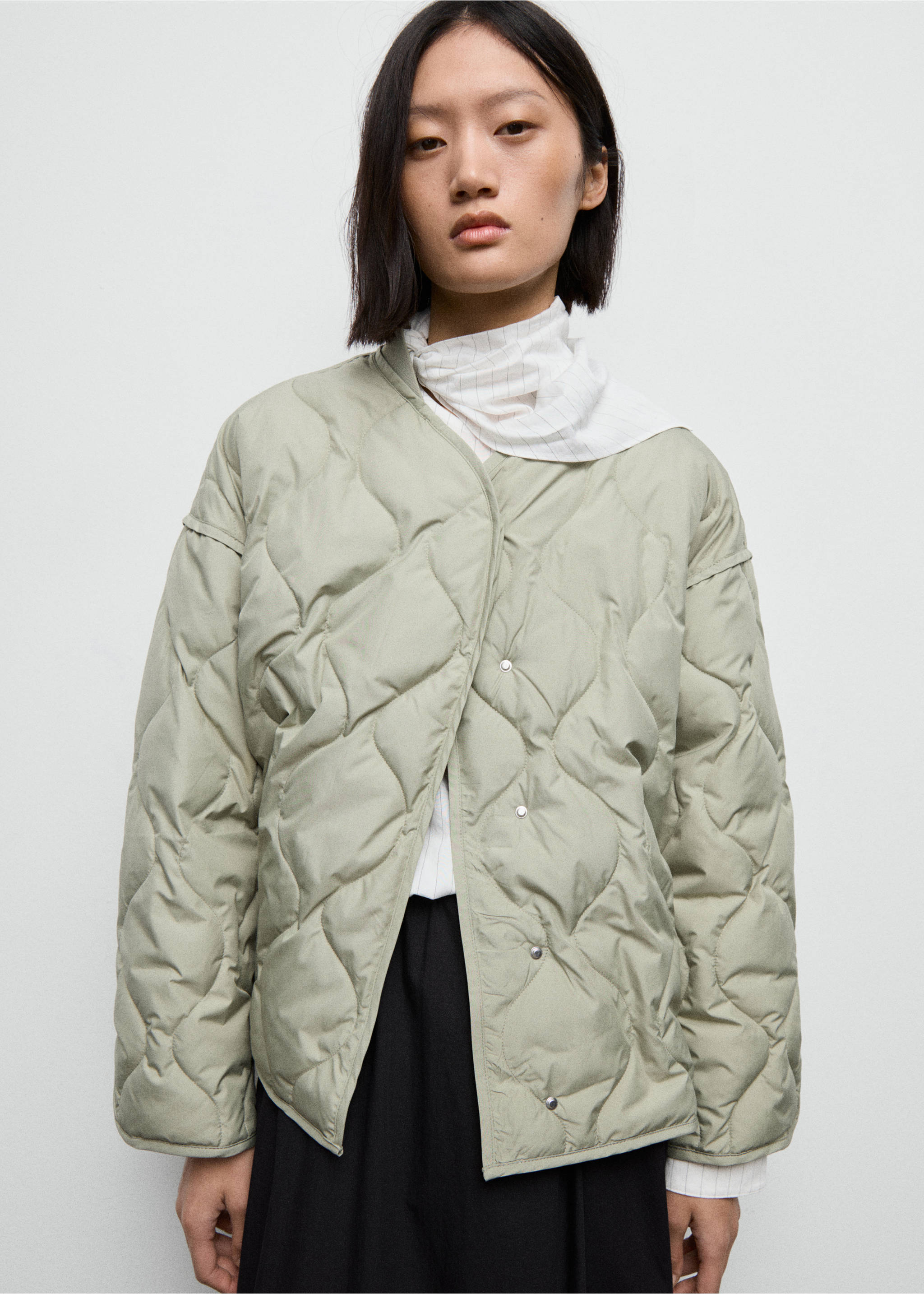 Oversized quilted anorak - Medium plane, Pastel Green. Ref: 17075795-00.