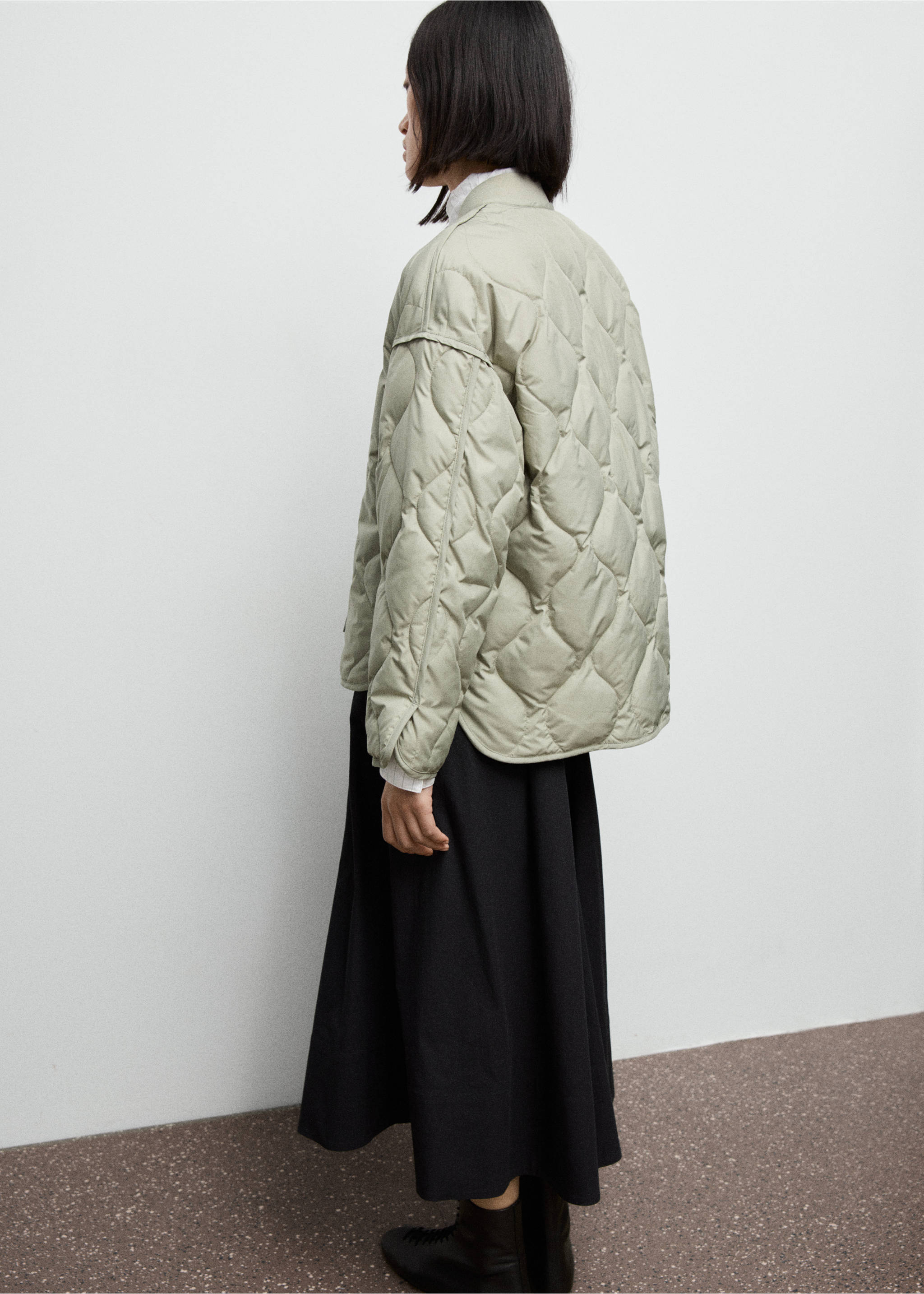 Oversized quilted anorak - Reverse of the article, Pastel Green. Ref: 17075795-00.