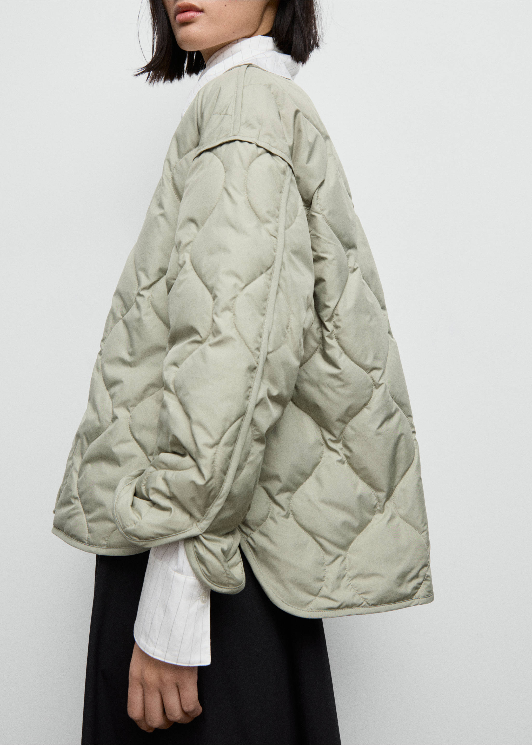 Oversized quilted anorak - Details of the article 3, Pastel Green. Ref: 17075795-00.
