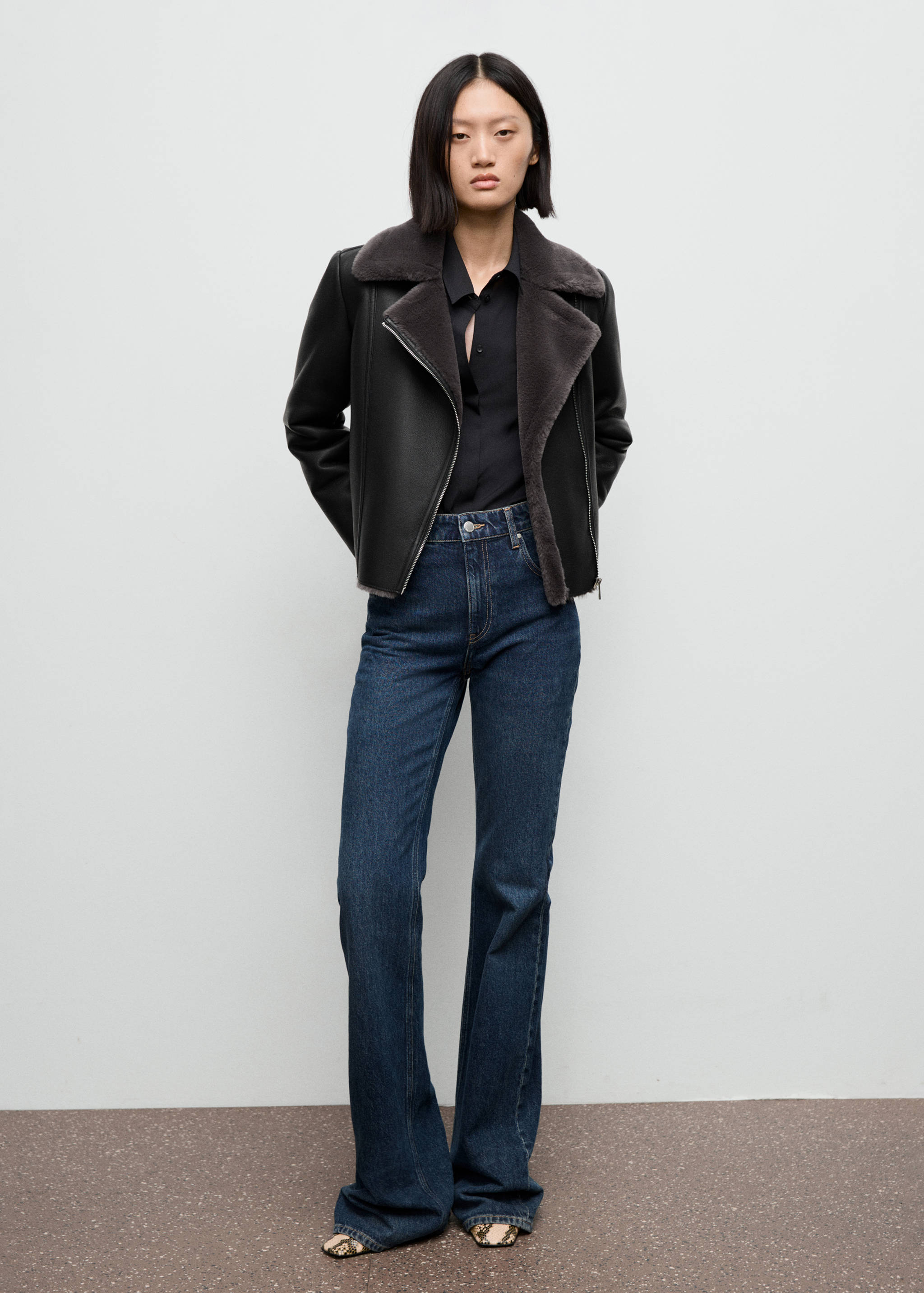 Veste biker fourrure synthétique - Plan général