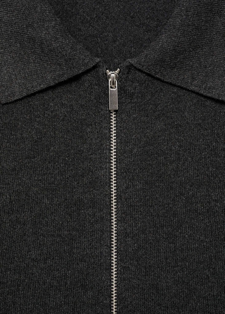 Knitted dress with polo neck — Dark Heather Grey