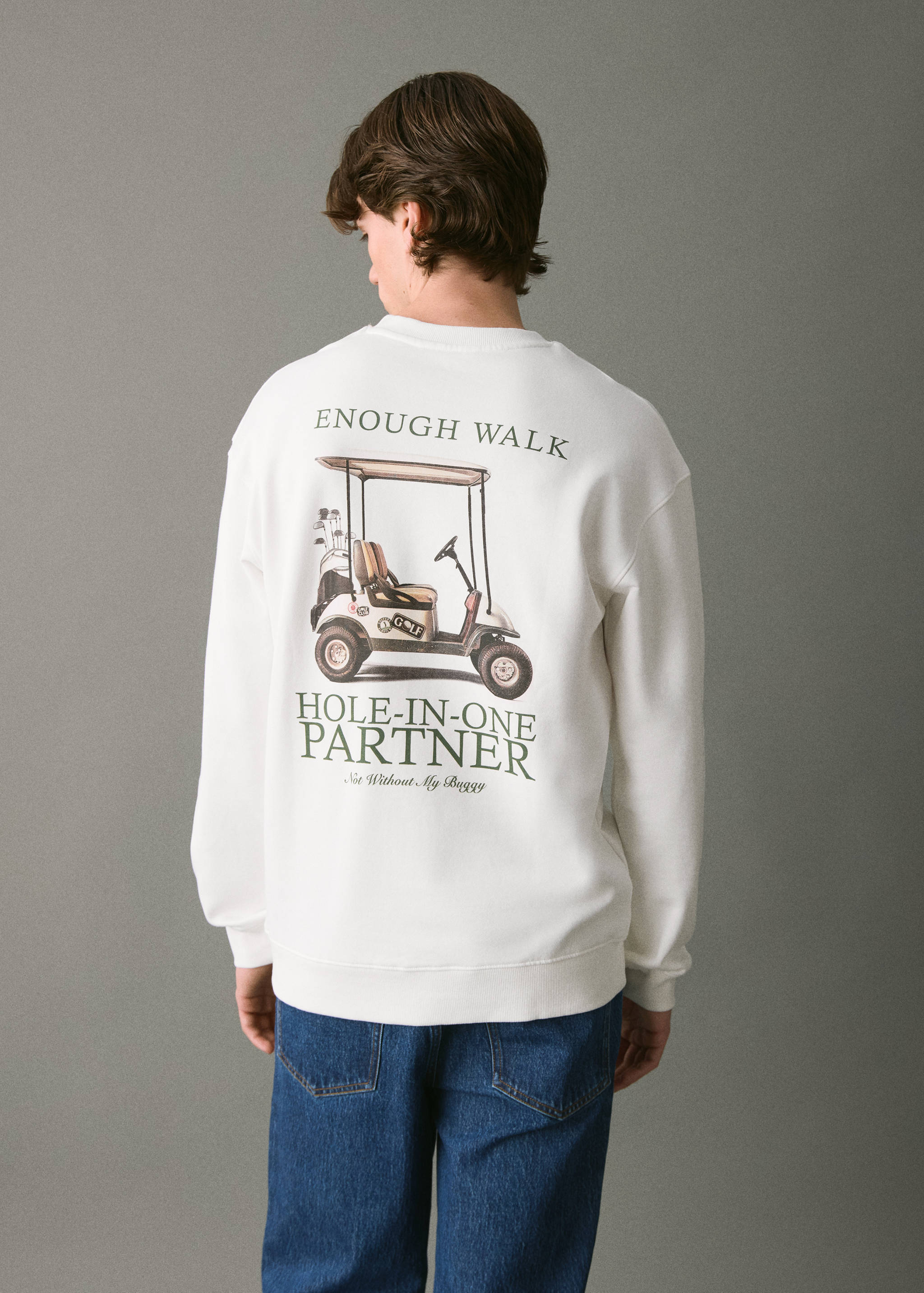 Принтованный свитшот из хлопка - Обратная сторона изделия