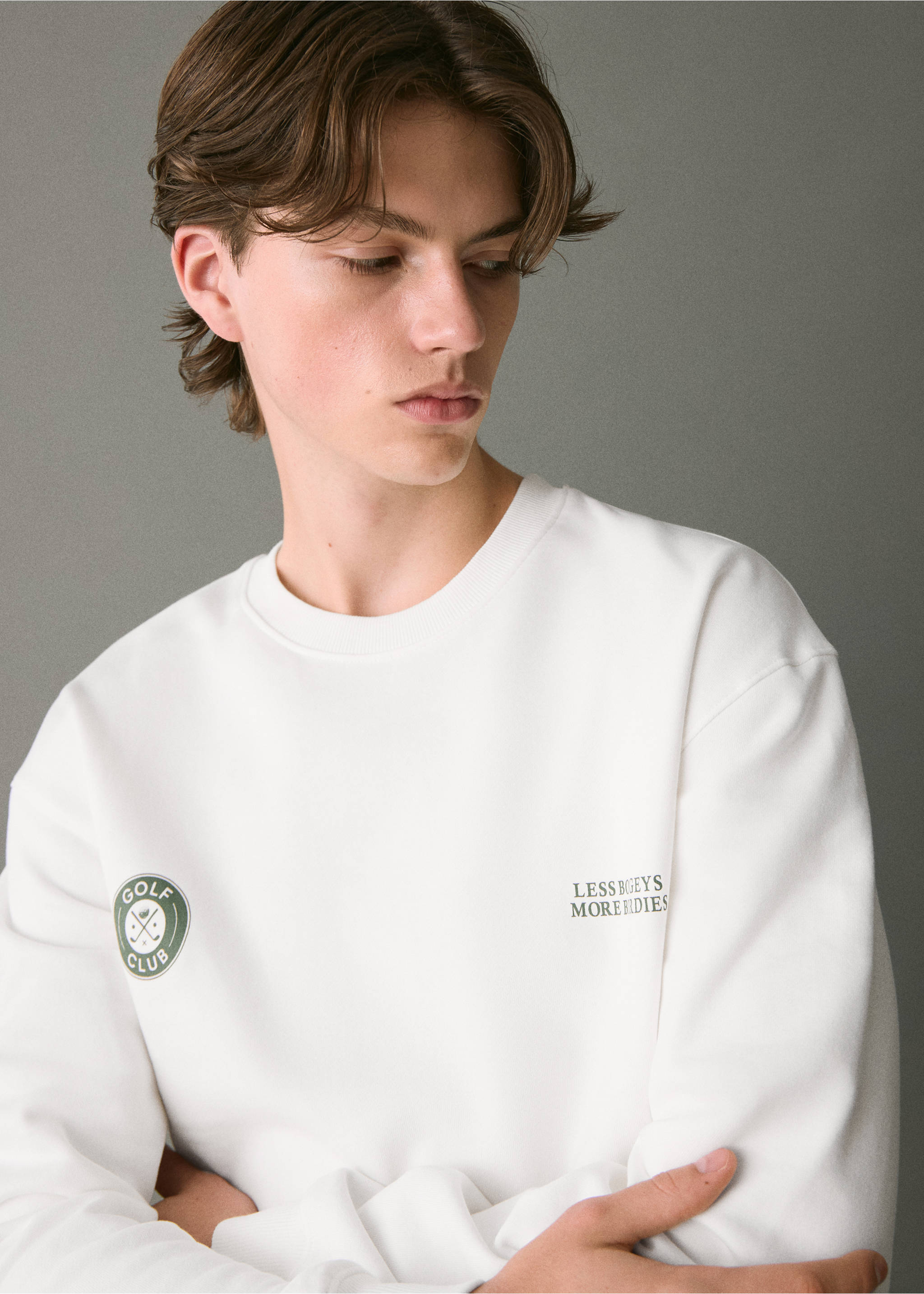 Sudadera algodón estampada - Detalle del artículo 1, Blanco roto. Ref: 17075809-00.