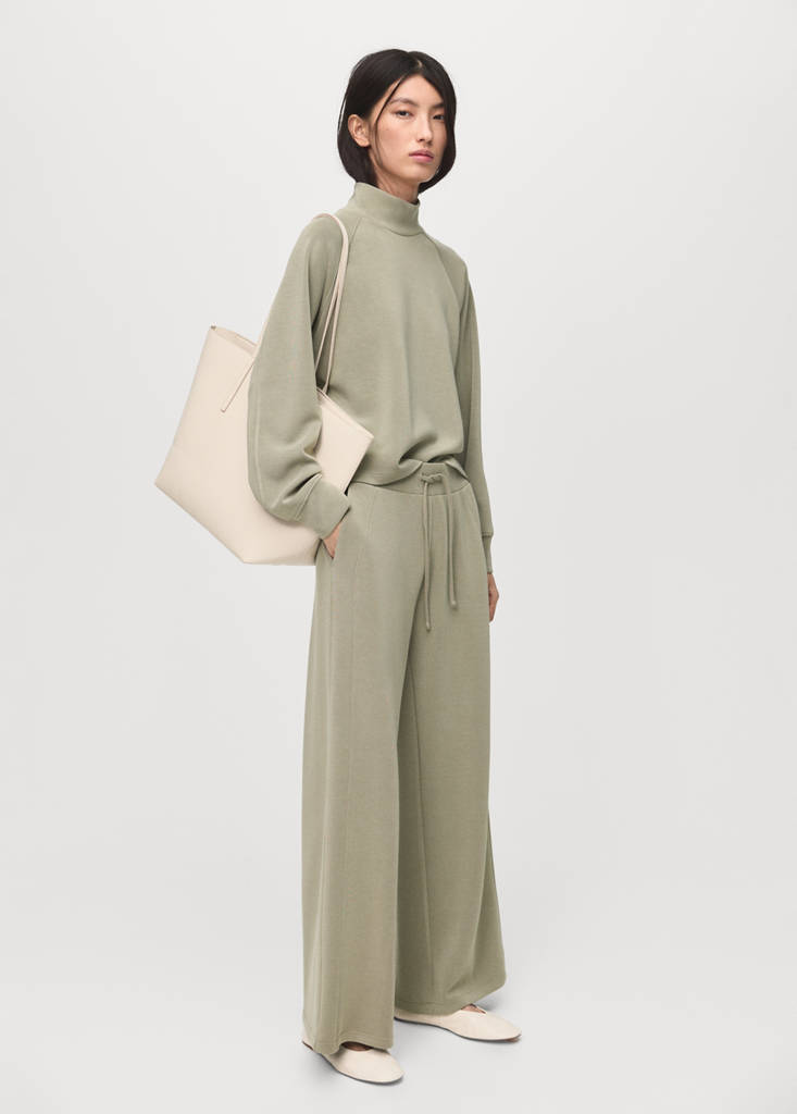 High collar sweatshirt — Khaki